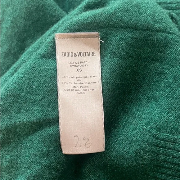 Zadig & Voltaire Cici WS Parch Dark Green Crewneck Sweater with